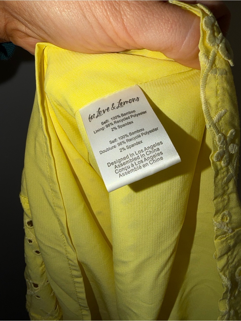 For Love & Lemons Natalia Eyelet Puff Sleeve Mini Dress In Yellow small - Picture 13 of 13